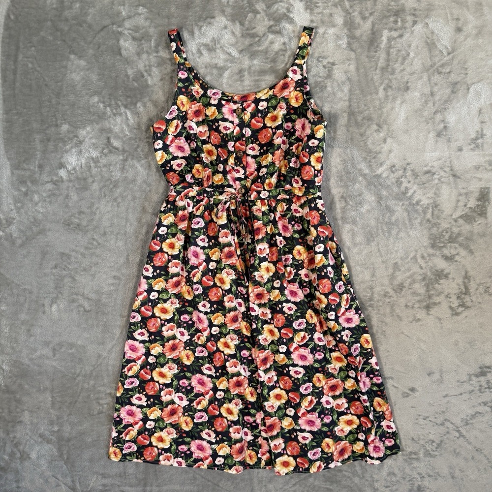 Elisabetta Franchi‎ Floral Sundress XL Button Front Tie Waist Midi Summer Dress